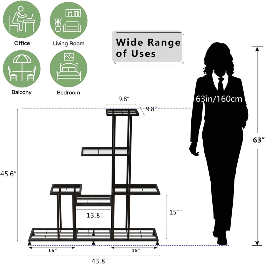 Twhep Heavy Duty Metal Plant Stand, 5 Tiers Multifunctional Plant Stand for Indoor Outdoor, for Tall Large Rack for