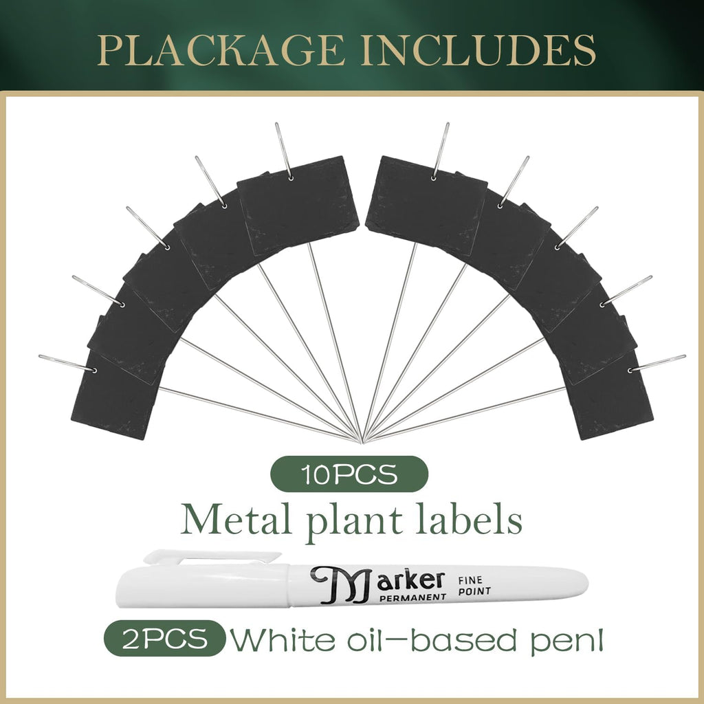 10-Pack Marble Rectangle Garden Markers,Weatherproof Metal Plant Labels Large Planting Seedling Stake Signs, for