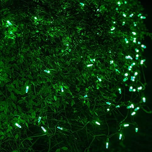 Wintergreen Lighting 100 M5 Green LED Net Lights, 4 x 6 ft Green Wire Outdoor Holiday Bush & Hedge Lighting for Christmas Displays, Commercial Grade