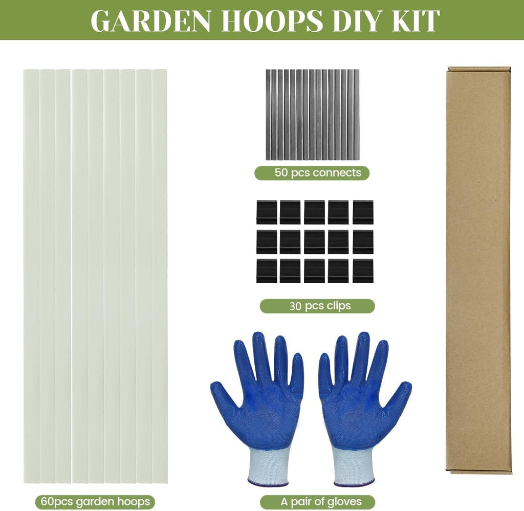 Garden Hoops 60pcs (M Size), Sunwuk Greenhouse Hoops for 2.5-5.5ft Wide Raised Bed, 10 Sets of 8.5ft Long Super