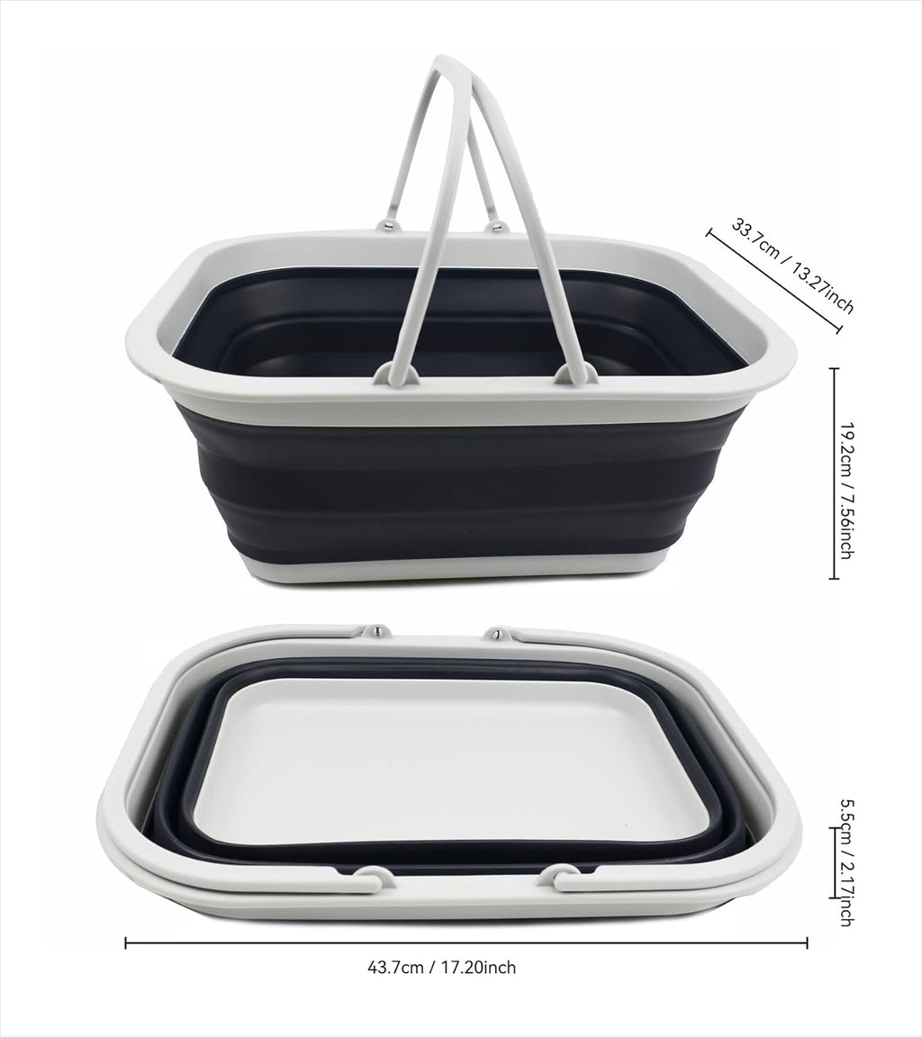 SAMMART 15L (4 Gallon) Collapsible Basket with Handle - Portable Outdoor Picnic Basket/Crate - Foldable Shopping Bag
