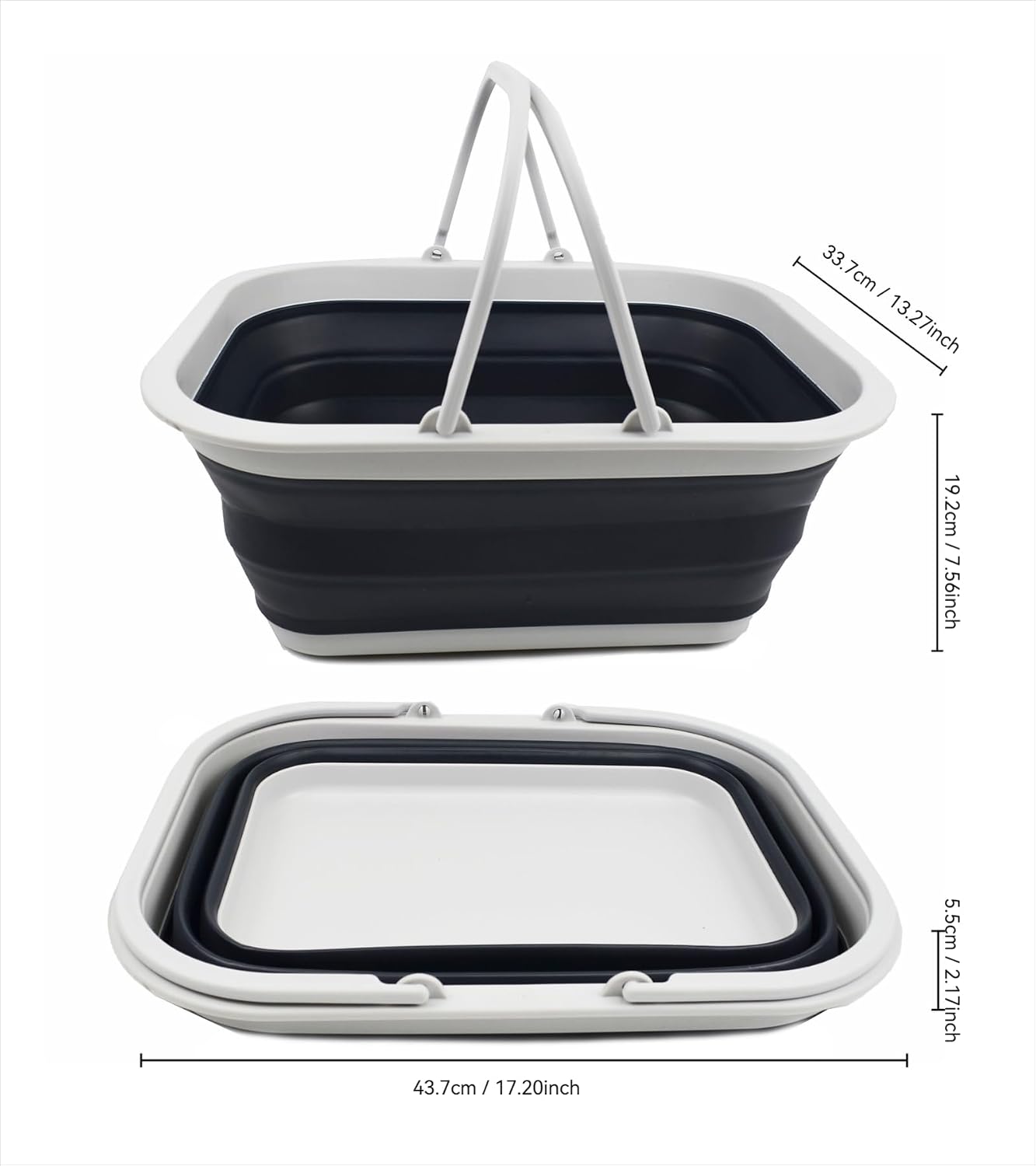 SAMMART 15L (4 Gallon) Collapsible Basket with Handle - Portable Outdoor Picnic Basket/Crate - Foldable Shopping Bag