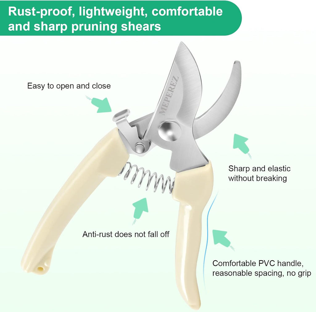 6PCS Premium garden shears, pruning scissors gardening tools, pruners for flower, bushes, rose and fruit tree, use for