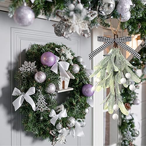 Dilunave 2 Pieces 2 Pcs Christmas Mistletoe Decoration, White