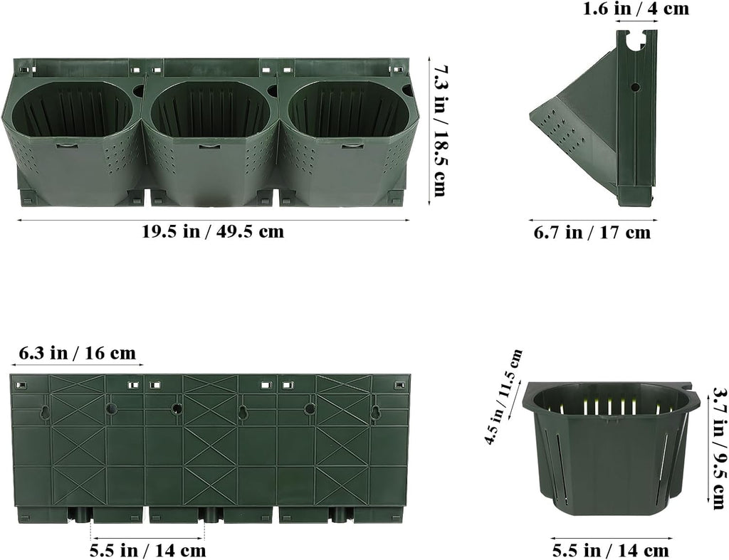 Yardwe Vertical Garden Wall Planter Stackable Plant Pot Wall Mounted Hanging Flower Pot for Balcony Garden Home Office