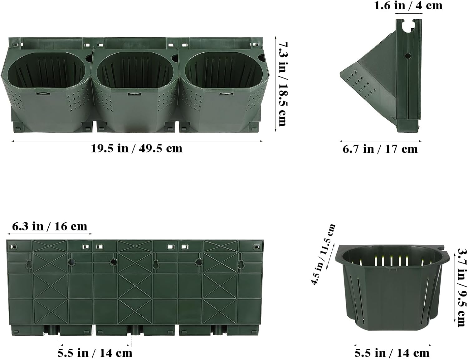 Yardwe Vertical Garden Wall Planter Stackable Plant Pot Wall Mounted Hanging Flower Pot for Balcony Garden Home Office