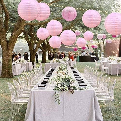 BEISHIDA 6 Inch Pink Paper Lanterns 6 Packs Hanging Round Chinese Lantern