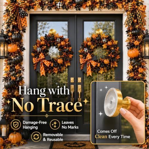Wreath Hangers for Front Door, Heavy Duty 22 lb Suction Cup Wreath Hooks