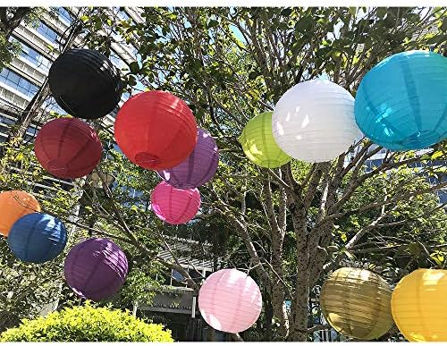 BEISHIDA 6 Inch Pink Paper Lanterns 6 Packs Hanging Round Chinese Lantern