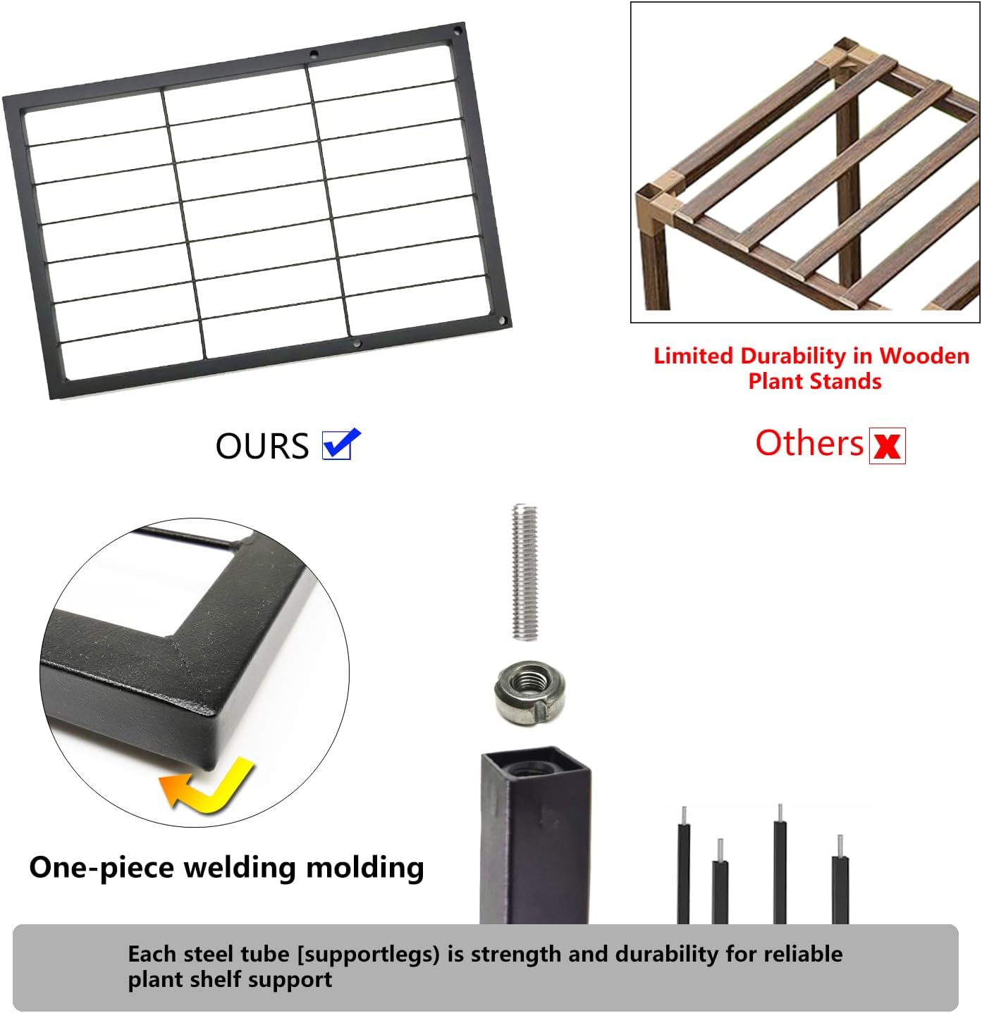 Twhep Heavy Duty Metal Plant Stand, 5 Tiers Multifunctional Plant Stand for Indoor Outdoor, for Tall Large Rack for