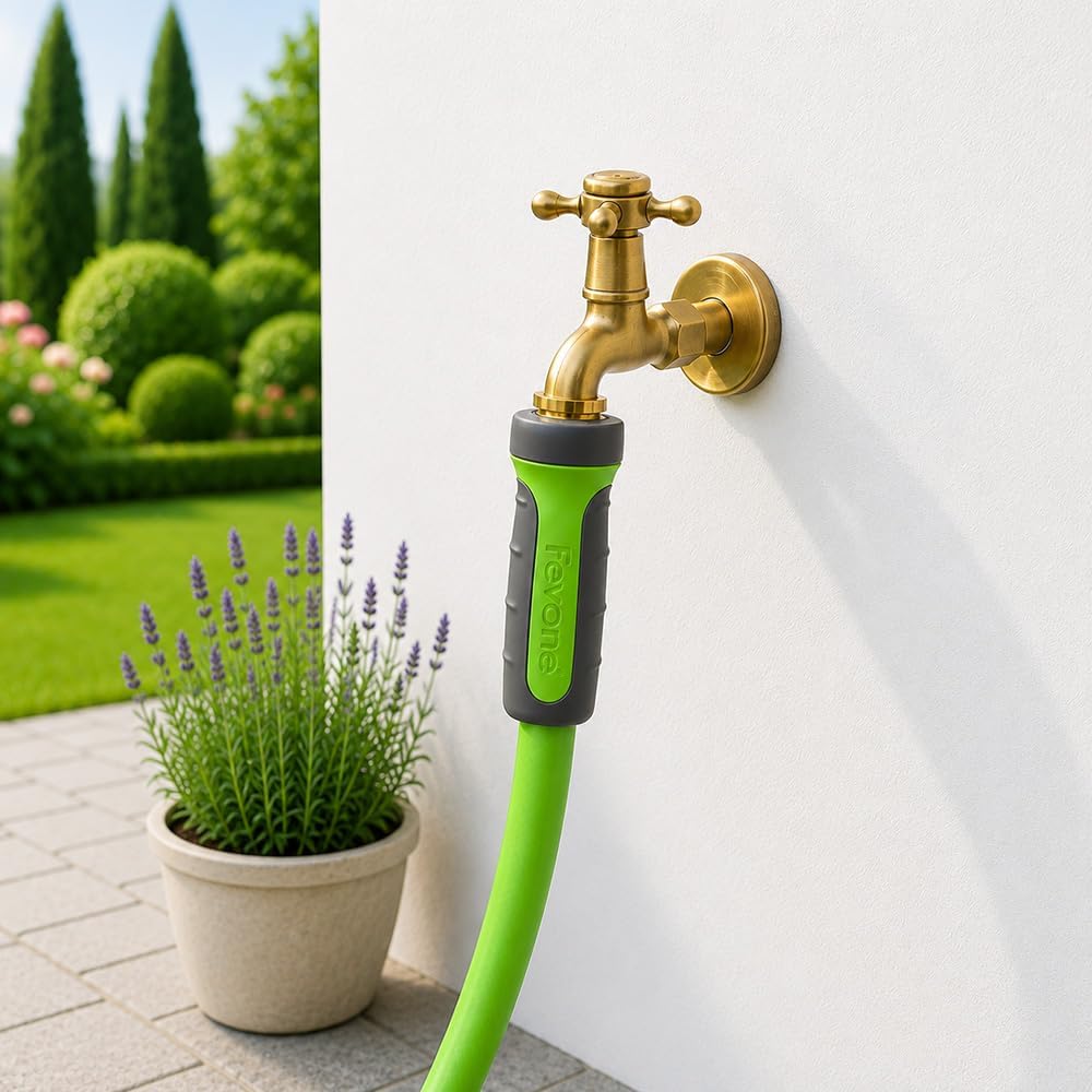 Heavy Duty Garden Hose 55 ft, Hybrid Polymer Water Hose | Flexible, Leak-Free, Lightweight, 5/8 ID, 600 PSI, 3/4 GHT