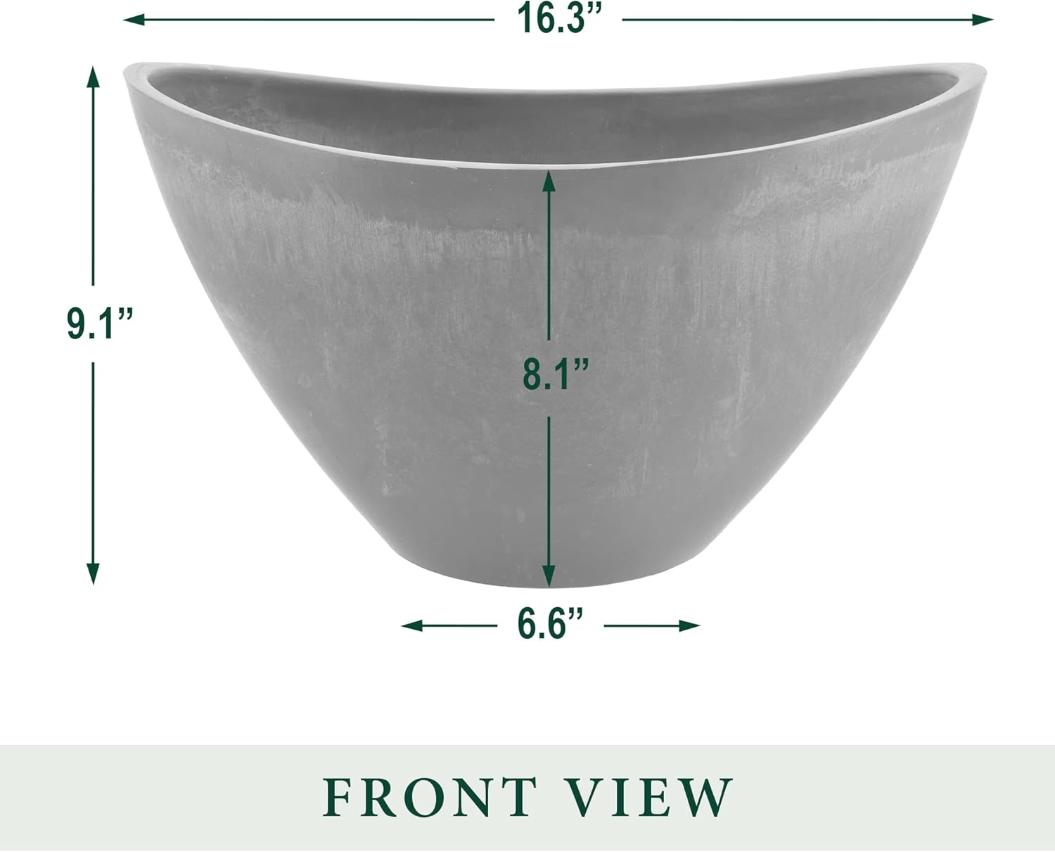 Arcadia Garden Products PSW Pot Collection YB41C Plastic/Stone/Wood Composite Curved Planter Pot – No Drainage Hole