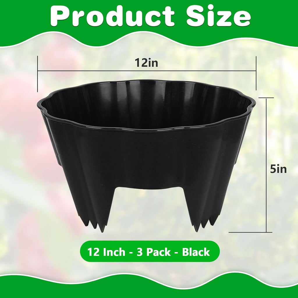 3 Pack of 12 Inch Planting Grow Rings, Planting Protective Round Garden Edging, Keeping Plants Separated, Weed Control