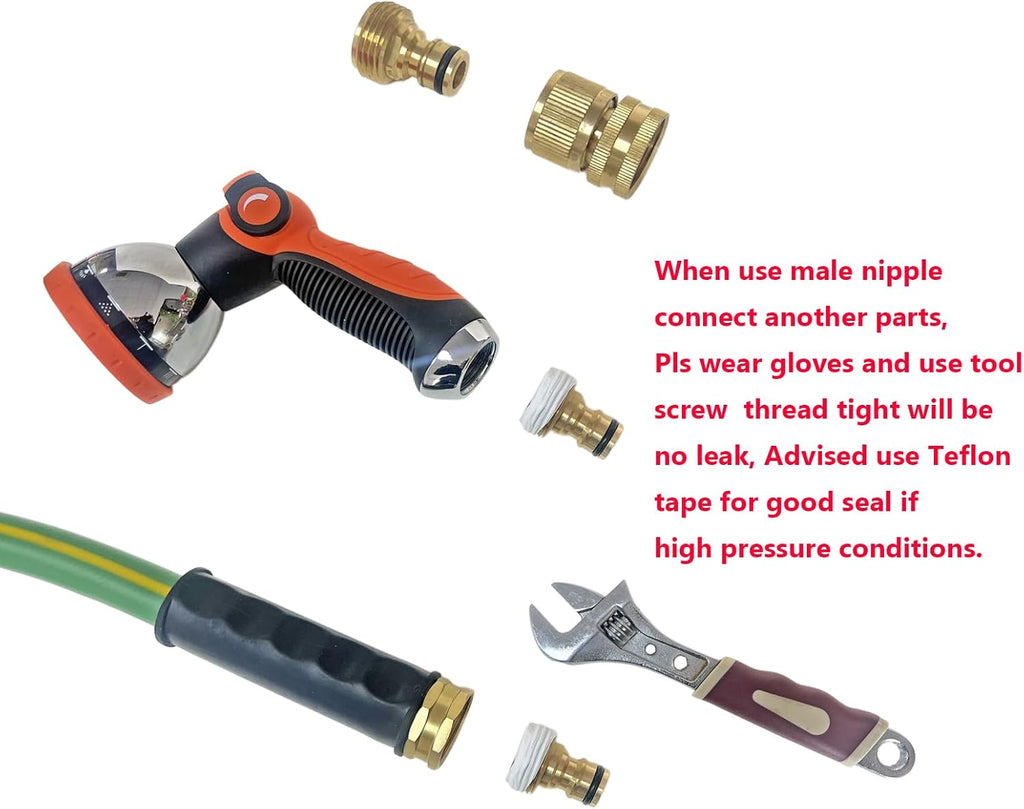Garden Hose Quick Connect Solid Brass Quick Connector Garden Hose Fitting Water Hose Connectors 3/4 inch GHT (3 SETS)