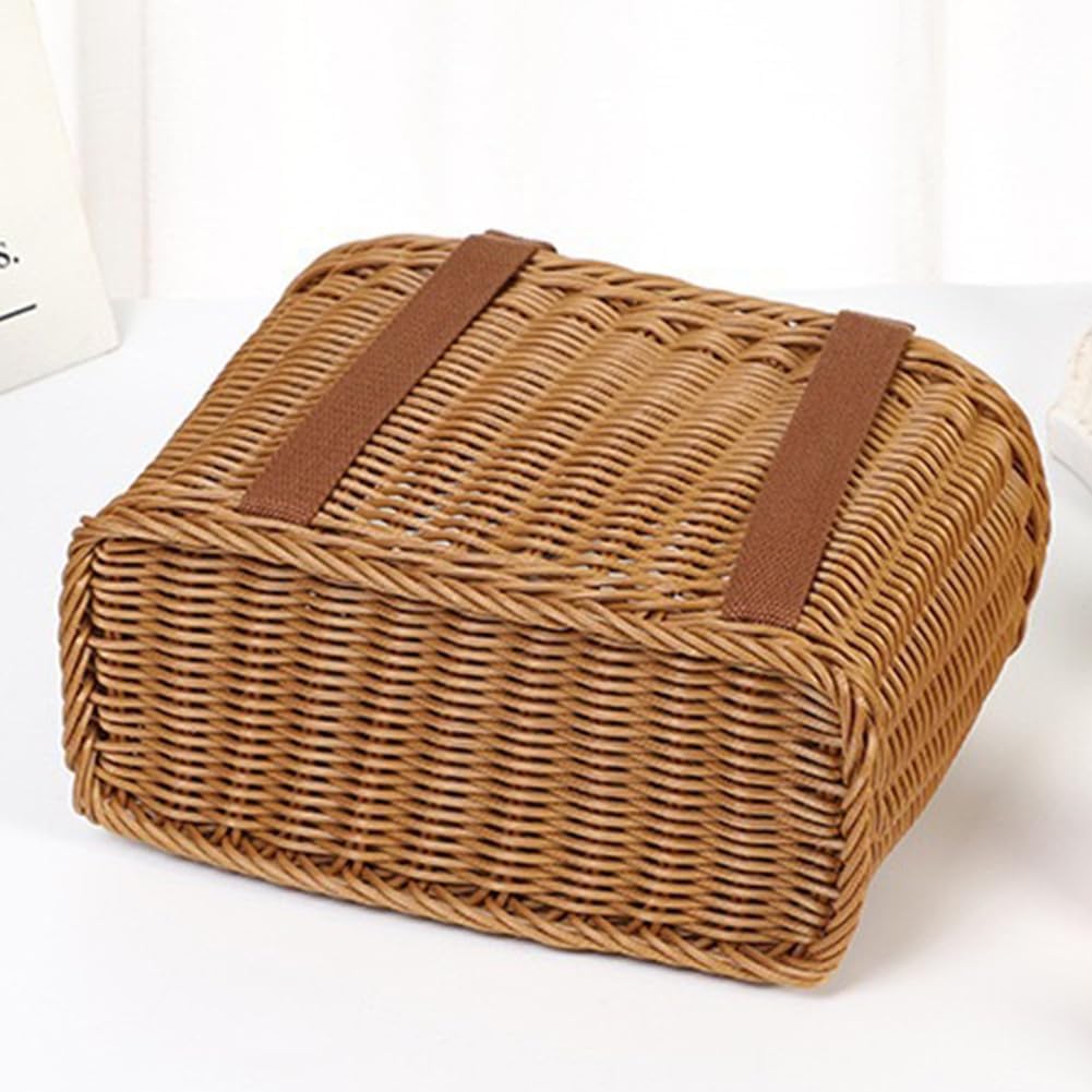 Wicker Shopping Basket with Handles – Reusable Handwoven Market Basket for Groceries, Farmers Market, Foraging, Picnic