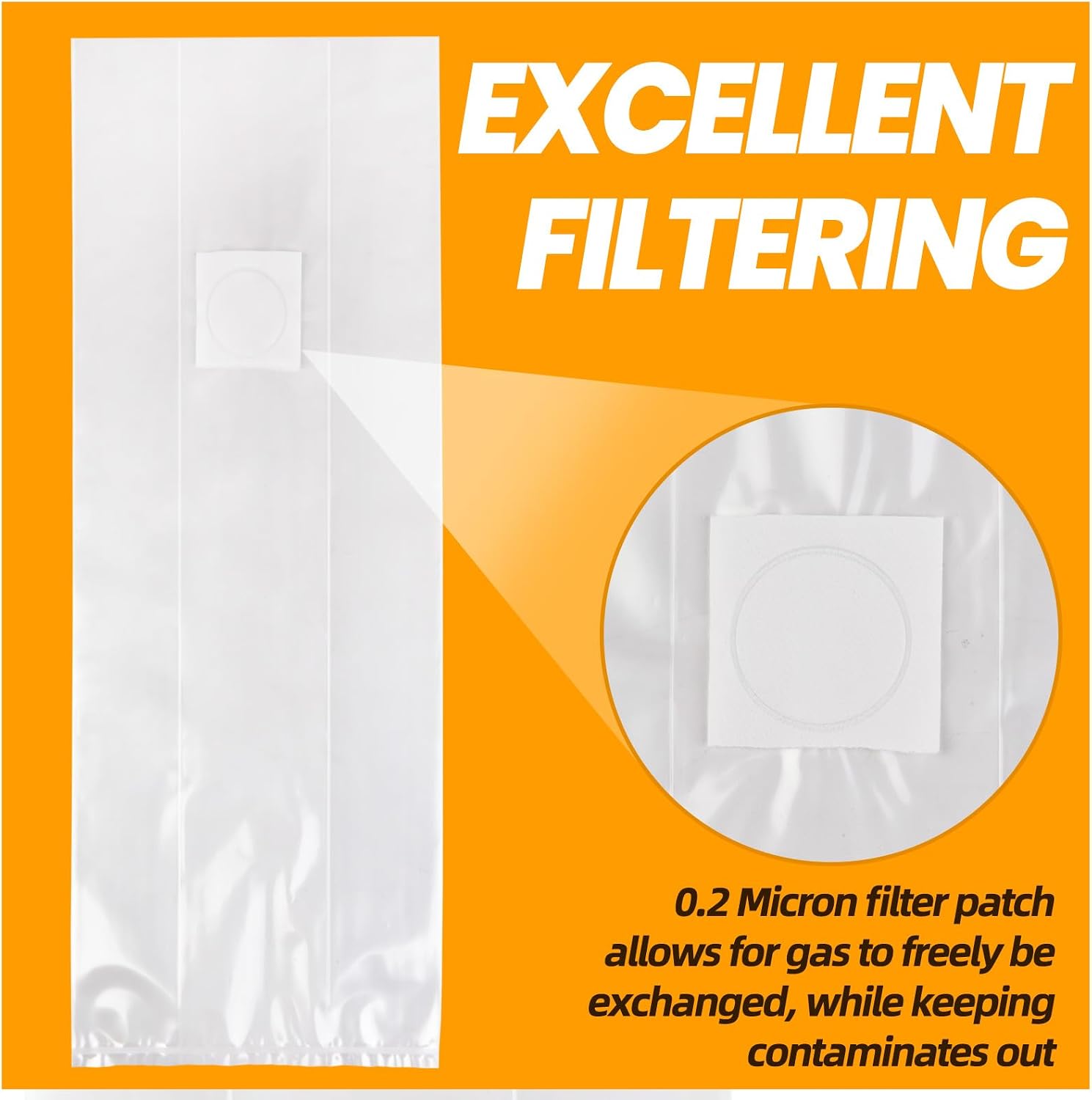 100PCS Mushroom Planting Kit - 8"5"20" Thickened Growing Bags, 6 Mil Thick Durable, Tear Resistant, 0.2 Micron Porosity