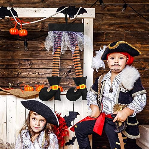meekoo 1 Pcs Halloween Witch Legs with Shoes for Wreath,Orange