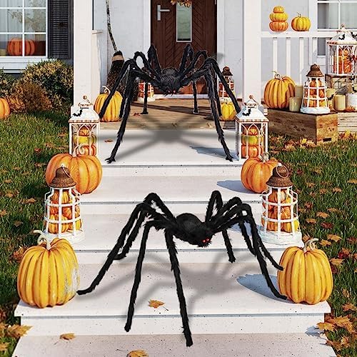 Halloween Giant Spider Decorations Outdoor: 6.6 Ft Scary Fake Spider Decor
