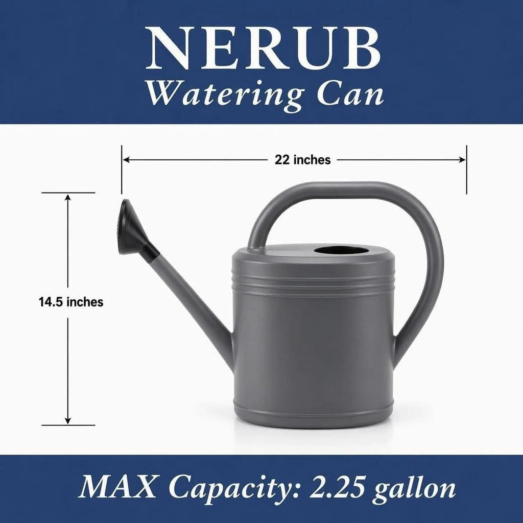 NERUB 2 Gallon Watering Can for Outdoor Plants, Large Garden Watering Can with Long Spout and Removable Stainless Steel
