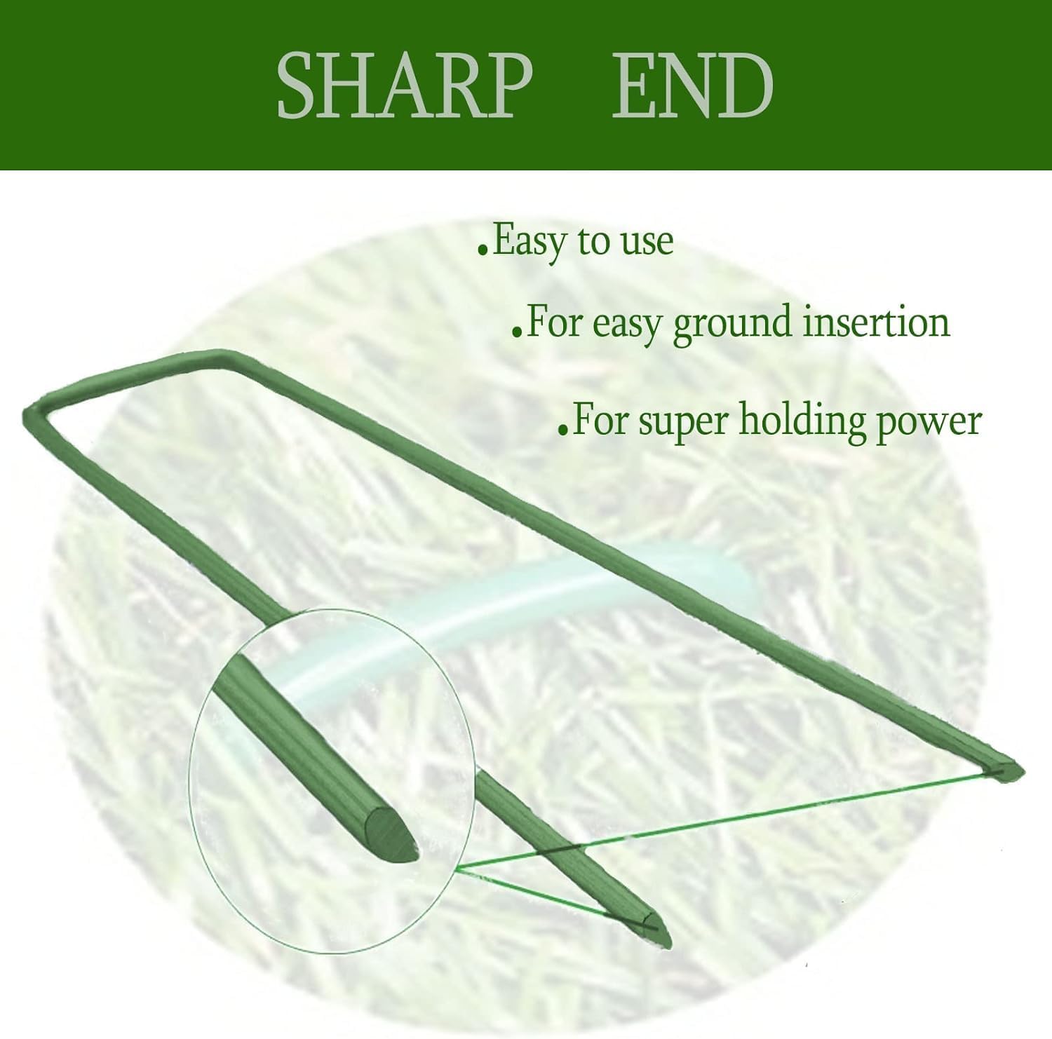 Artificial Turf Staples 6 Inch Heavy Duty 11 Gauge Green Coated Landscape Pins 100 Pack Galvanized Rust Resistant