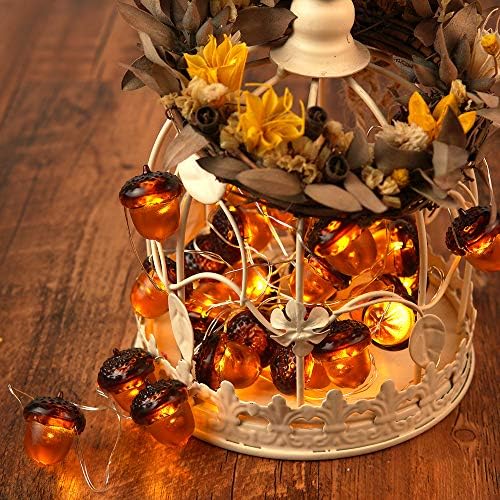 3D Acorn Fall Decor Harvest String Lights Battery Powered with Remote