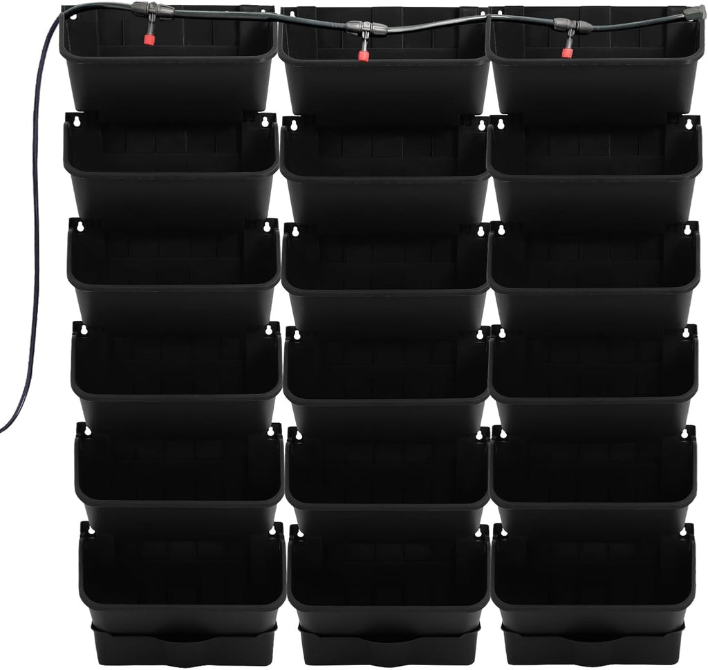 18 Pots Self-Watering Wall-Mounted Planter, 39.4”L x 39.4”H Vertical Wall Planter Self Watering Stackable Planters