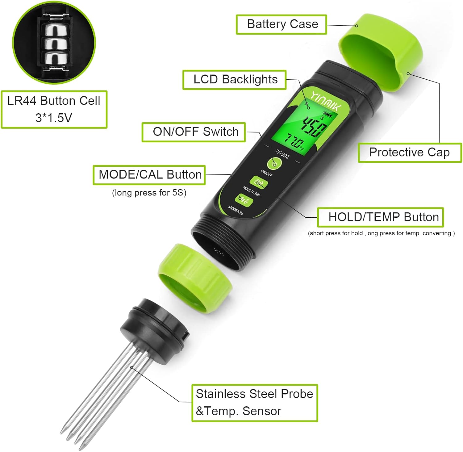 Digital Soil Moisture Meter,Direct Soil EC Meter,3 in 1 Soil Hygrometer EC Indoor Plant Soil Moisture Meter for