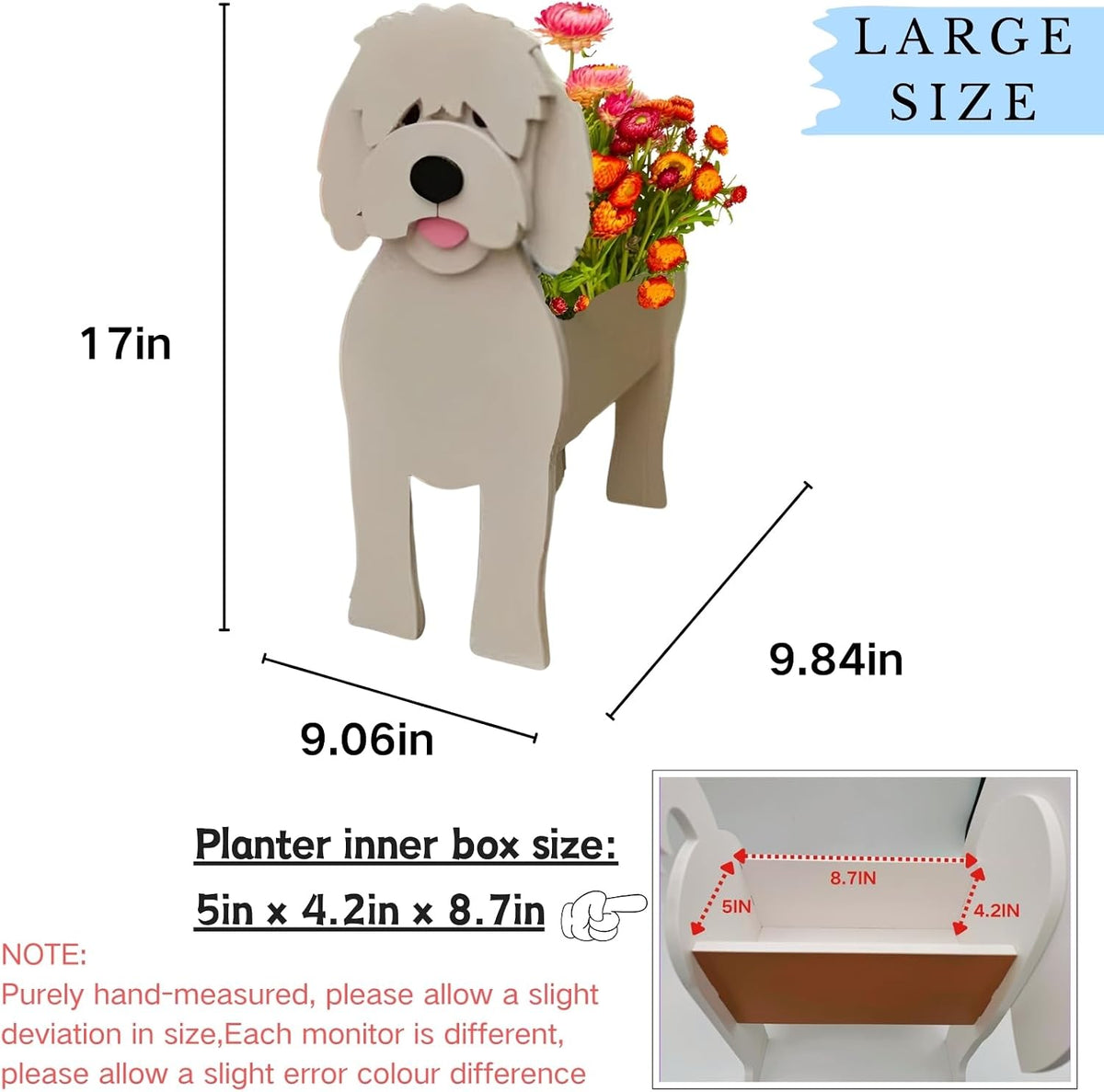 Golden Doodle Dog Planter Pots, Animal Shaped Flower Pot | Large Cute Plant Gift for Women and Pet Lovers, Indoor