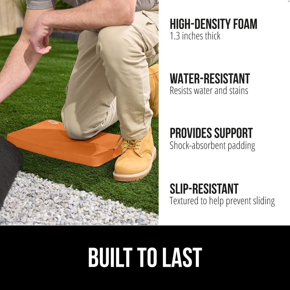 GORILLA GRIP® Extra Thick Supportive Foam Kneeling Pad, Large Cushion Heavy Duty Knee Pads for Gardening, Baby Bath