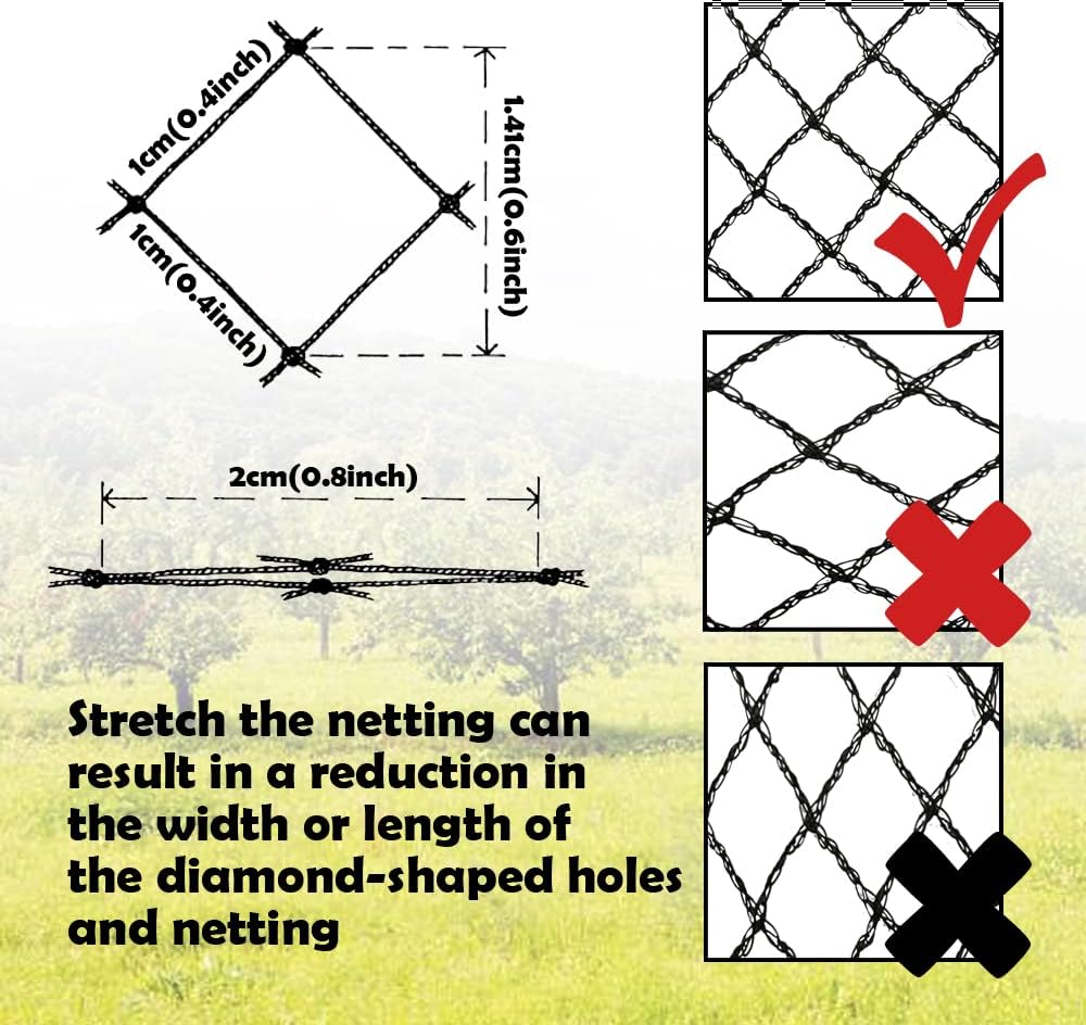 Bird Netting 20x30 Ft, 1/2In Mesh Garden Bird Netting, Fruit Tree Netting | Heavy Duty Woven Mesh Garden Netting, Pest