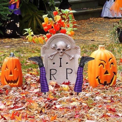 Toddmomy Halloween Witch Legs Decoration 18.5 Inch Outdoor Yard Stakes Garden Decor Spooky Witches Feet for Porch Lawn Display