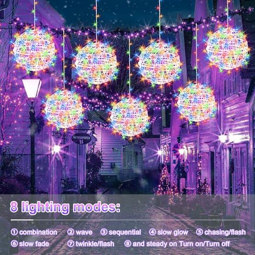 Baung Christmas String Lights Outdoors,4 Pack 11.81" Sphere Lights,Ball Tree Garden Globe Lights for Home, Party, Christmas, Porch Patio,Wedding, Garden,Tree Decoration with Plug