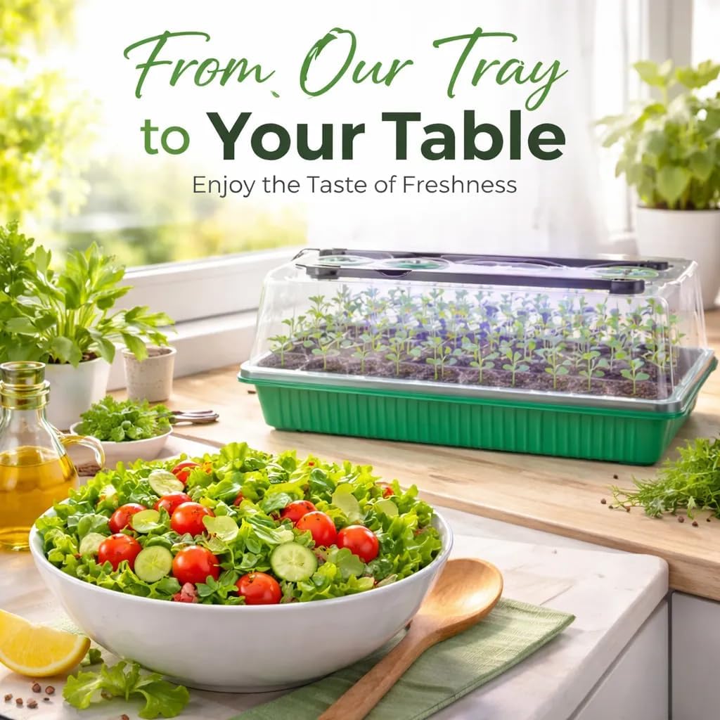 Seed Starter Tray with Timed Grow Light, 2 Pack 80 Cells Plant Starter Tray Seedling Starter Kit with Humidity Domes