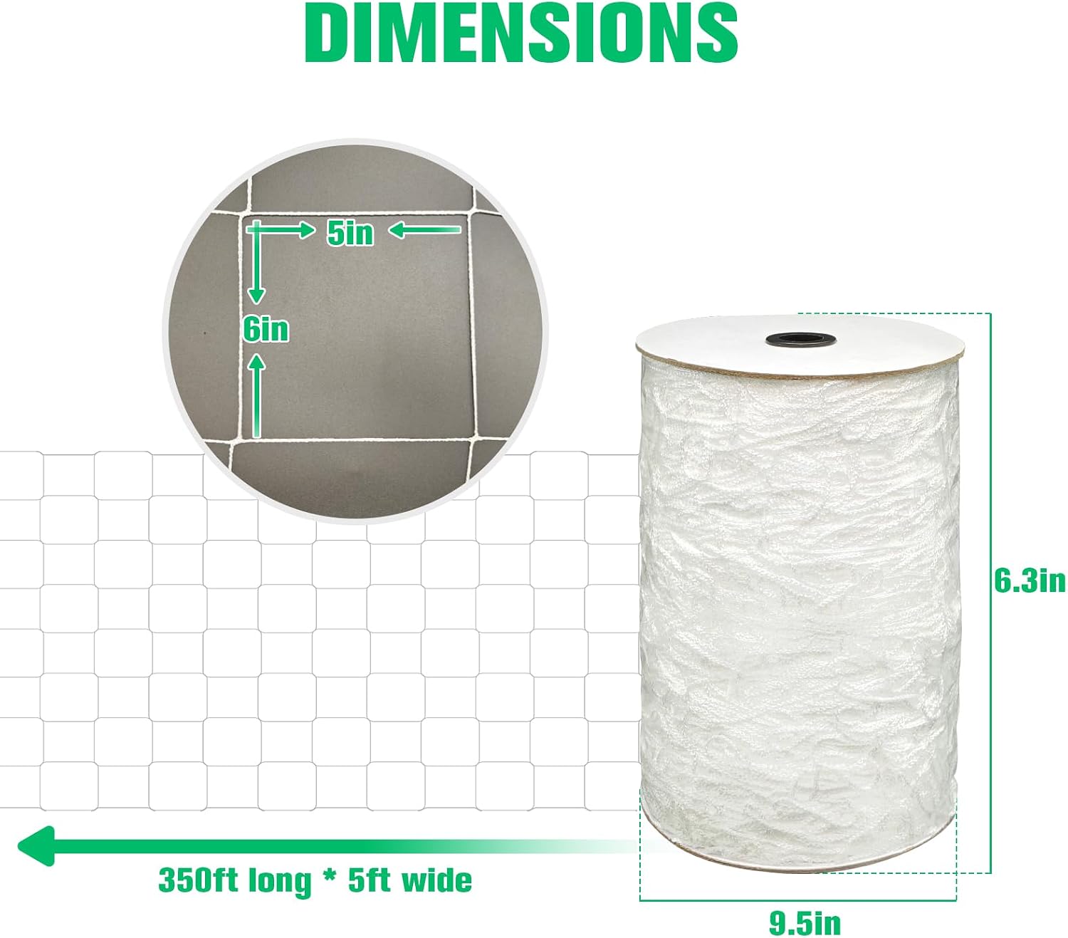 Trellis Netting 5 x 350ft 6x6 in Soft Mesh Garden Netting, Climbing Plants | Heavy Duty Trellis Netting, for Climbing