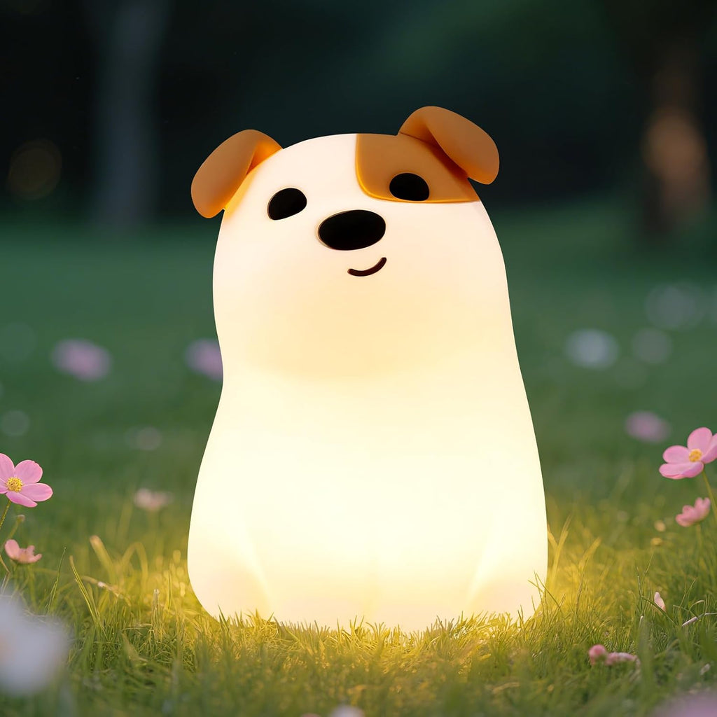 Cute Smile Puppy Night Light RGB Rechargeable for Nursery Bedroom