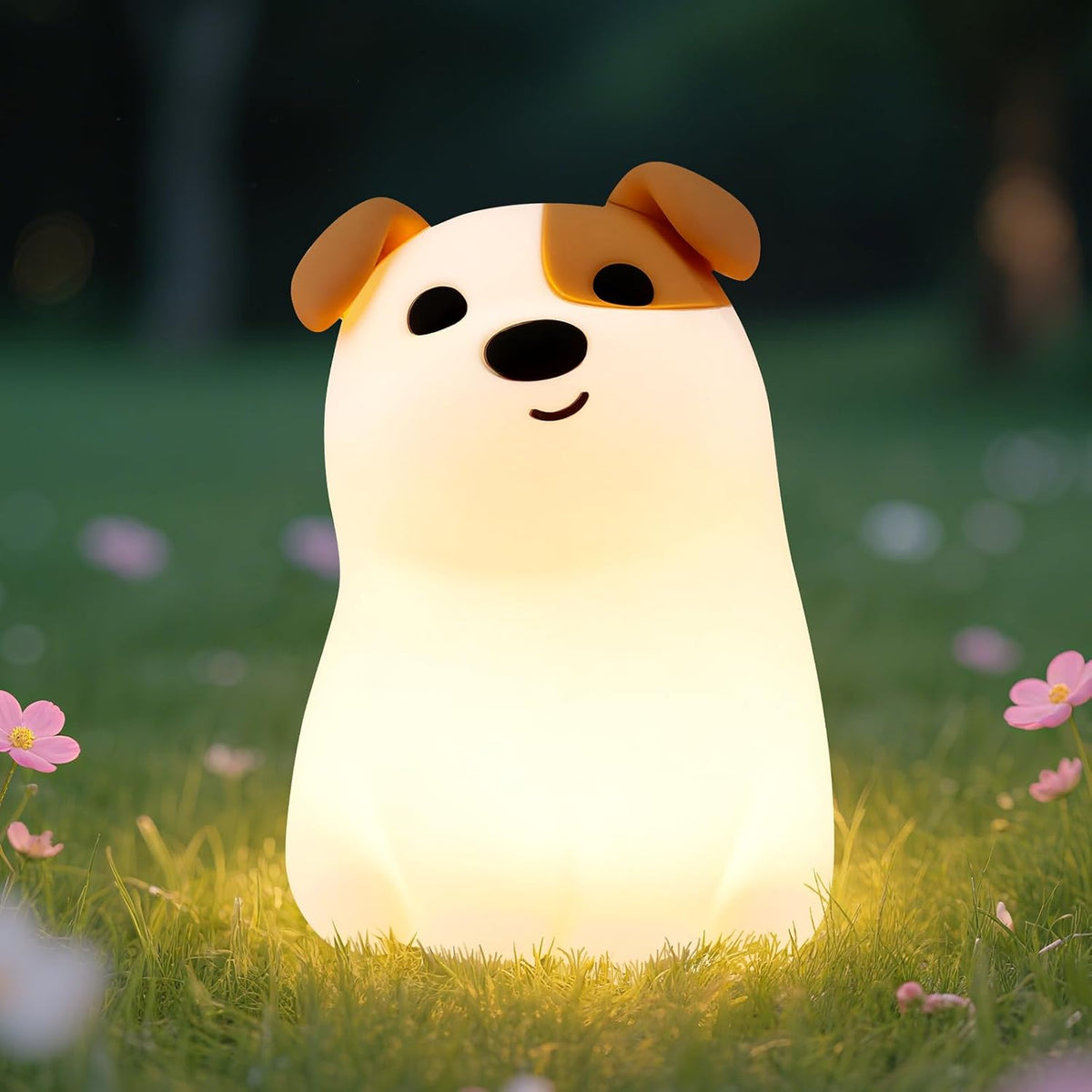 Cute Smile Puppy Night Light RGB Rechargeable for Nursery Bedroom