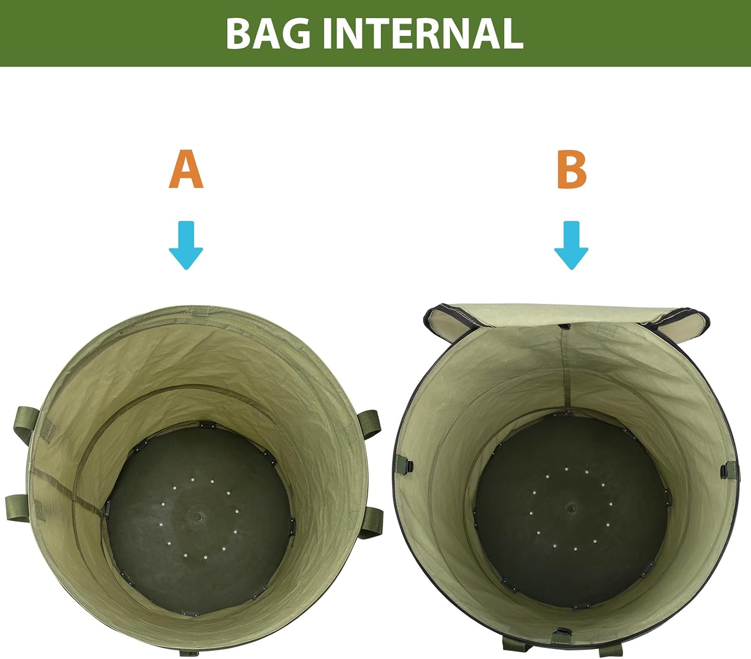 YUDI & GARDEN 29 Gallon Hard Bottom Collapsible Trash Can, 2-Pack | Heavy Duty, Collapsible Garden Bag, For Weeds