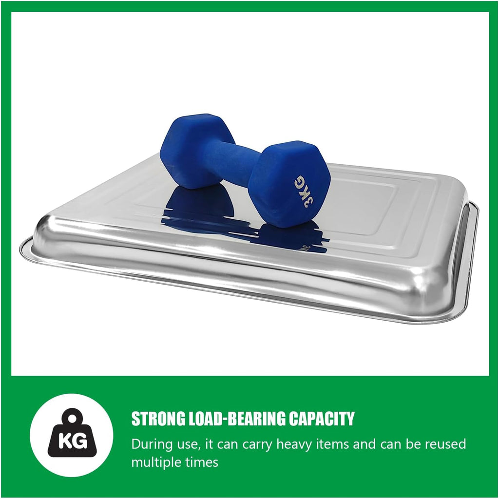 RooTrimmer 5 Pack Large Stainless Steel Seedling Trays, Heavy Duty Metal Water Catch Trays for Nursery Pots-Transplant