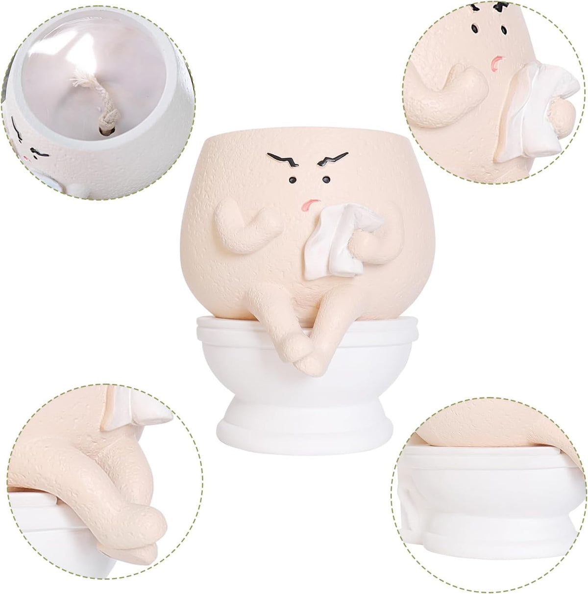 NINIPAPA Funny Face Toilet Planter with Drainage Hole for Indoor Plants, Cute Self Watering Plant Pot for Succulent