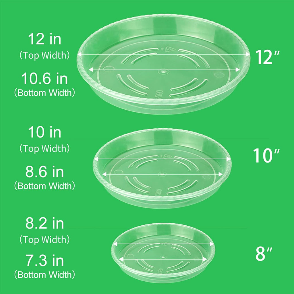 MUDEELA 18 Pack of 12 inch & 10 inch & 8 inch Plant Saucers, Durable Plant Trays for Indoors Outdoors, Clear Plastic