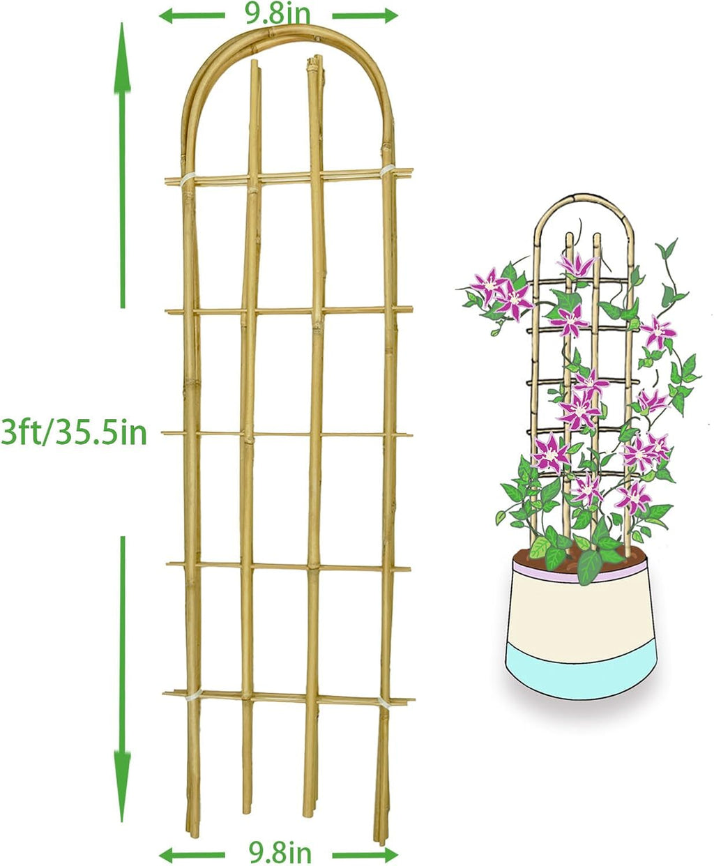 Bamboo Trellis,U-Shape Bamboo Trellis,3Feet,3pack,Trellis for Climbing Plants Outdoor Bamboo,for,Climbing