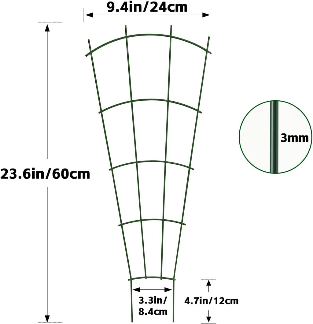 24" Metal Plant Trellis, Climbing Plant Support, 4 Pack (Green) | Rust-resistant coating | Sturdy metal frame | Easy
