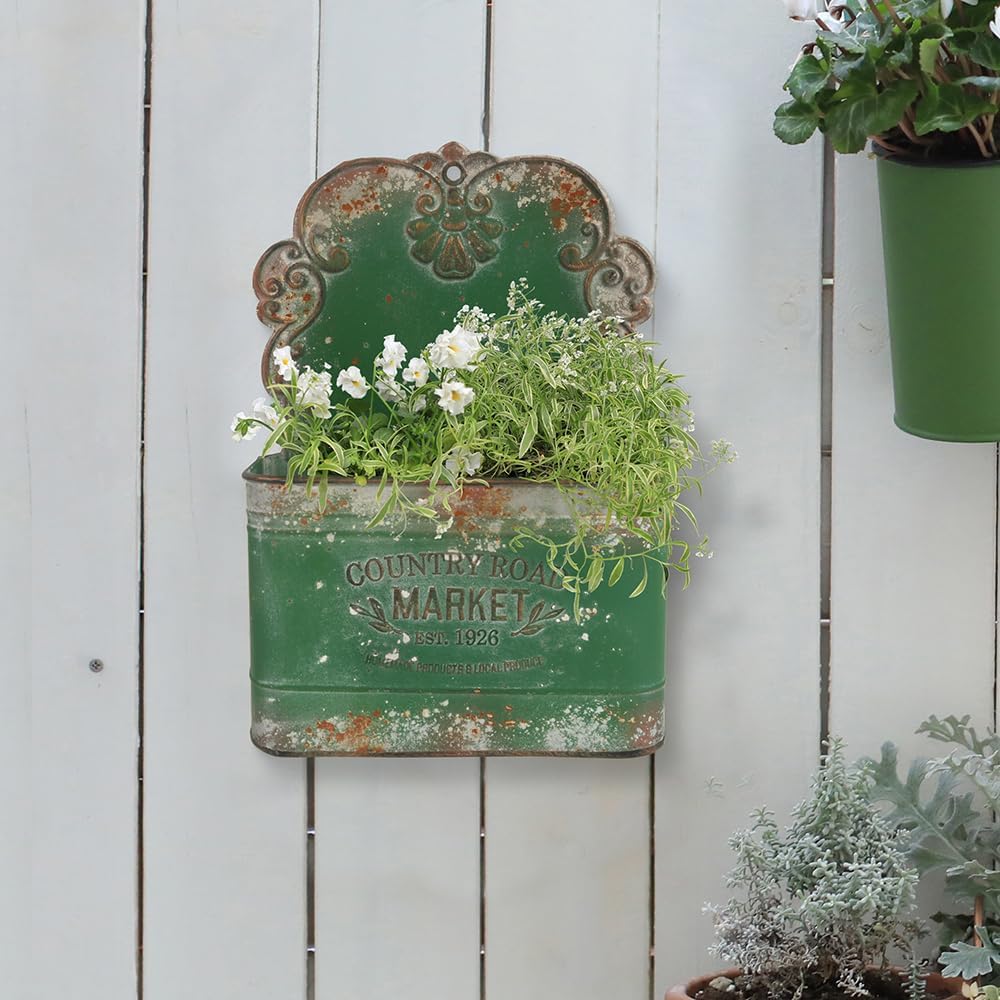 Metal Wall Planter Outdoor Wall Hanging Planter Rustic Wall Mount Planter Outdoor Wall Planter for Farmhouse Garden