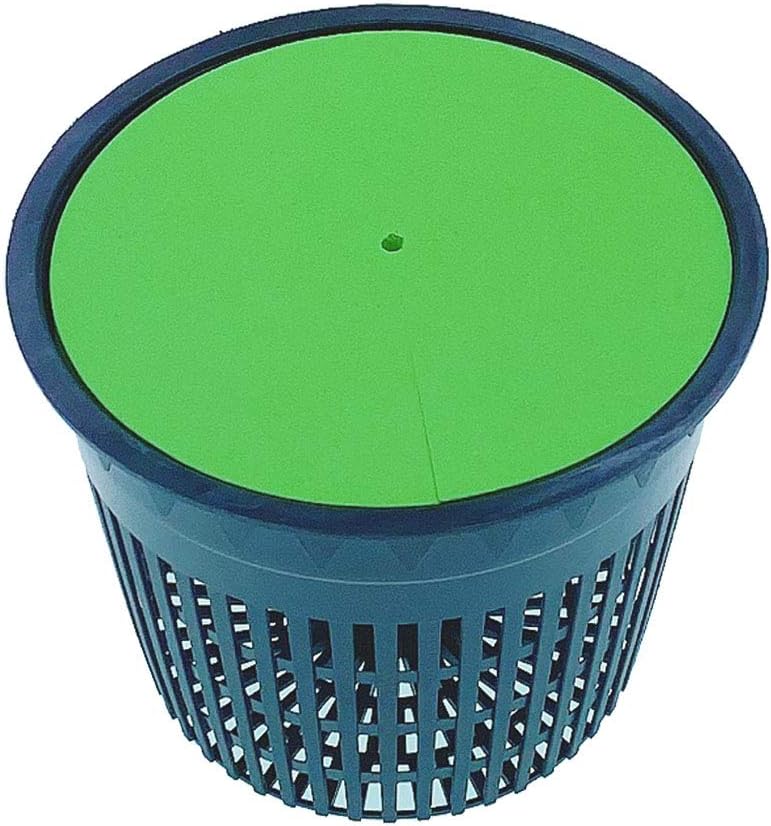 HORTIPOTS Net Pot 6 Inch Raised Center Bottom Mesh Sided with Free Reflective Lids Pack of 10