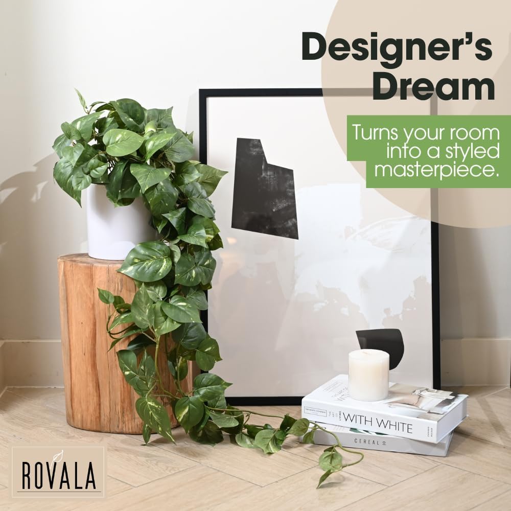 MY ROVALA Silk Plants for Home Decor Indoor in Pot Realistic Artificial Plants Hanging Faux Plants Indoor Fake Potted