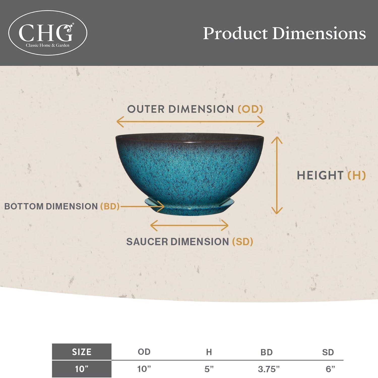 Classic Home and Garden Rosie Modern Planter w/Drainage - Contemporary Planter Bowls - Shallow Round Vases for Small