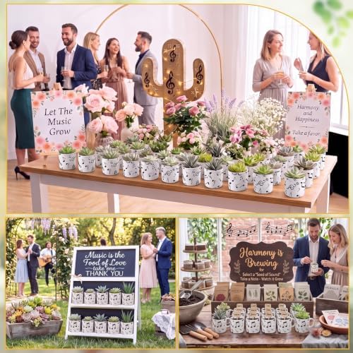 SATINIOR 24 Pack Musical Note Party Favors, Succulents Burlap Planter Pots