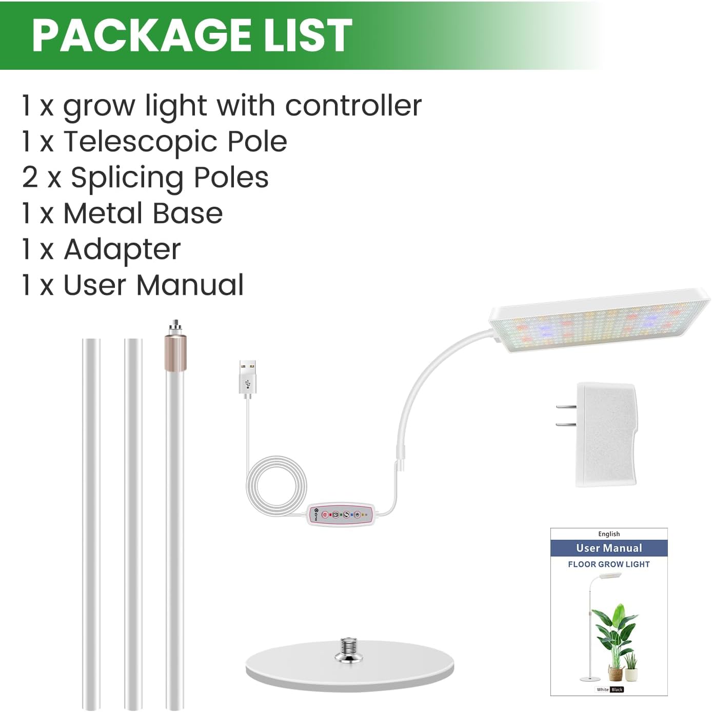 Wiaxulay Grow Lights for Indoor Plants,Full Spectrum Plant Light 68in Stand | 153 LEDs Floor Growing Lamp for Tall