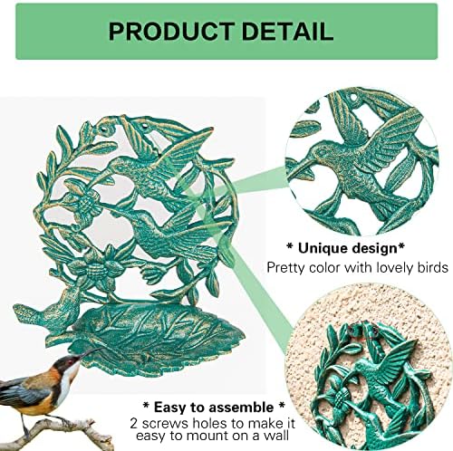 Sungmor Cast Iron Wall Mounted Green Bird Feeder - Hummingbird Design