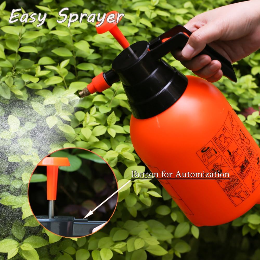 2L/0.5Gal Handheld Pressure Sprayer, Portable Pump Watering Can with Adjustable Nozzle, Garden Sprayer for Indoor